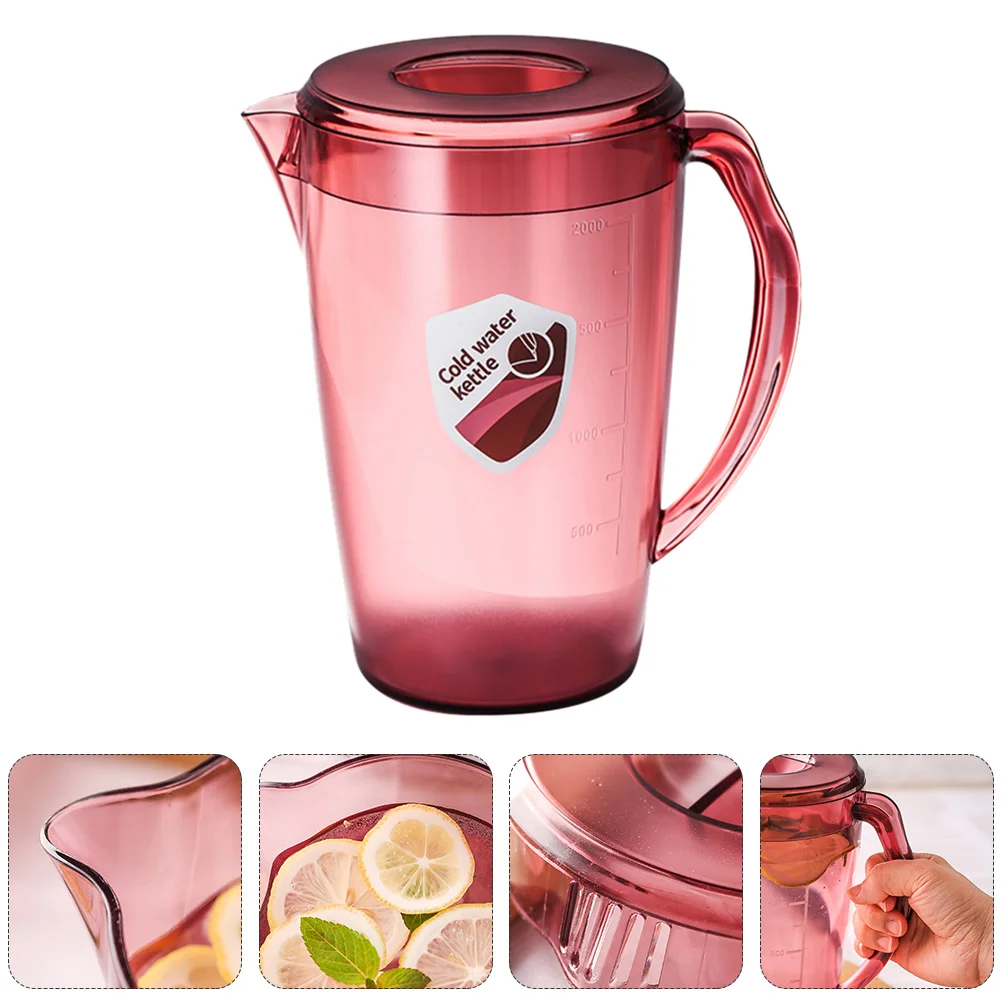 

Large Pitcher with Lid Heat Resistant Hot Cold Water Carafe Water Jug for Beverage Jar Tea Kettle Red Size