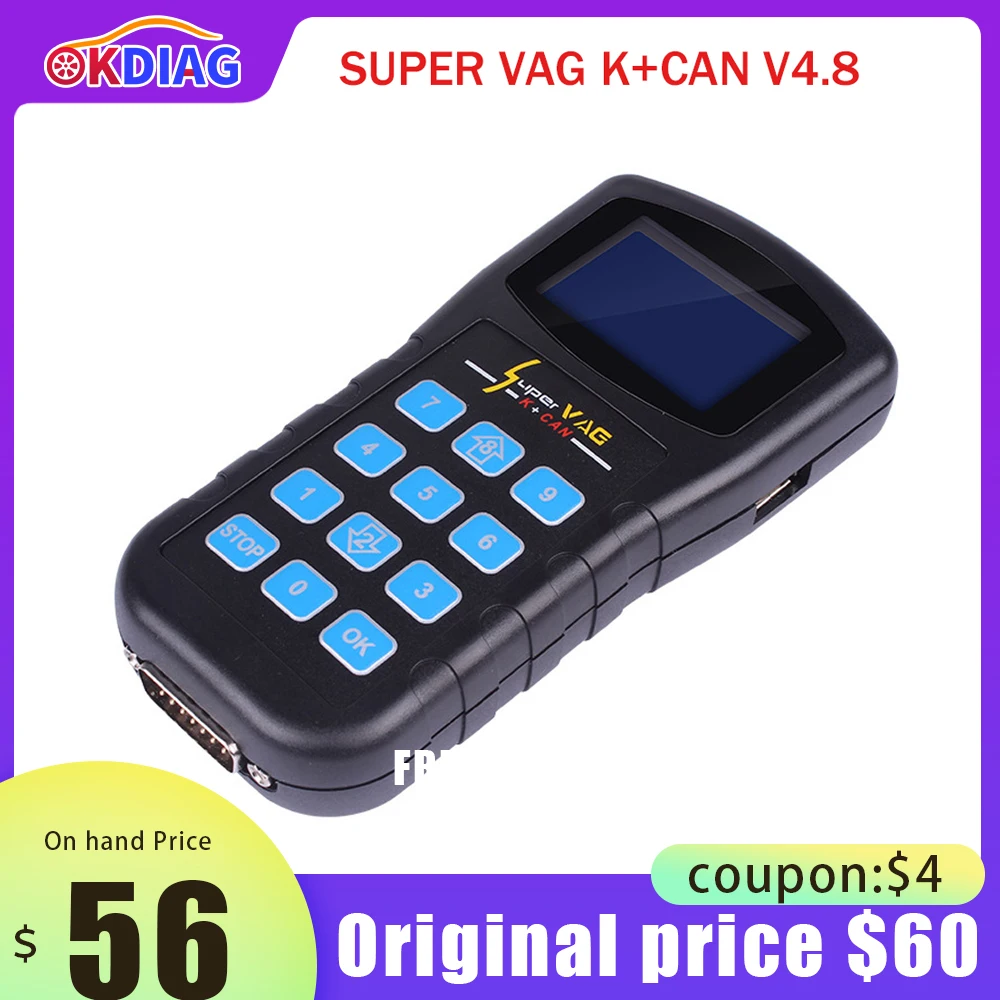 Super VAG K CAN 4.8 Car Diagnostic Tool Scanner Airbag Reset tool Auto Key Programmer for VAG Cars For Audi For VW Free Shipping