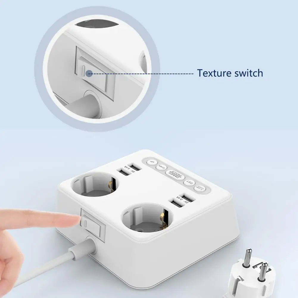 

Useful Power Strip Flame Retardant Temperature Display Power 2-pin Plug with Electronic Clock Intelligent Plug Charging