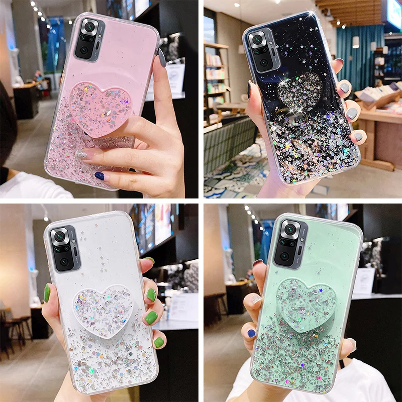 Poco X3 Pro Case For Xiaomi Redmi Note 10 Pro Cases Redmi Note 11 9 8 9S 10S 9C NFC Poco F3 Mi 11 Lite 10T Cover Glitter Funda