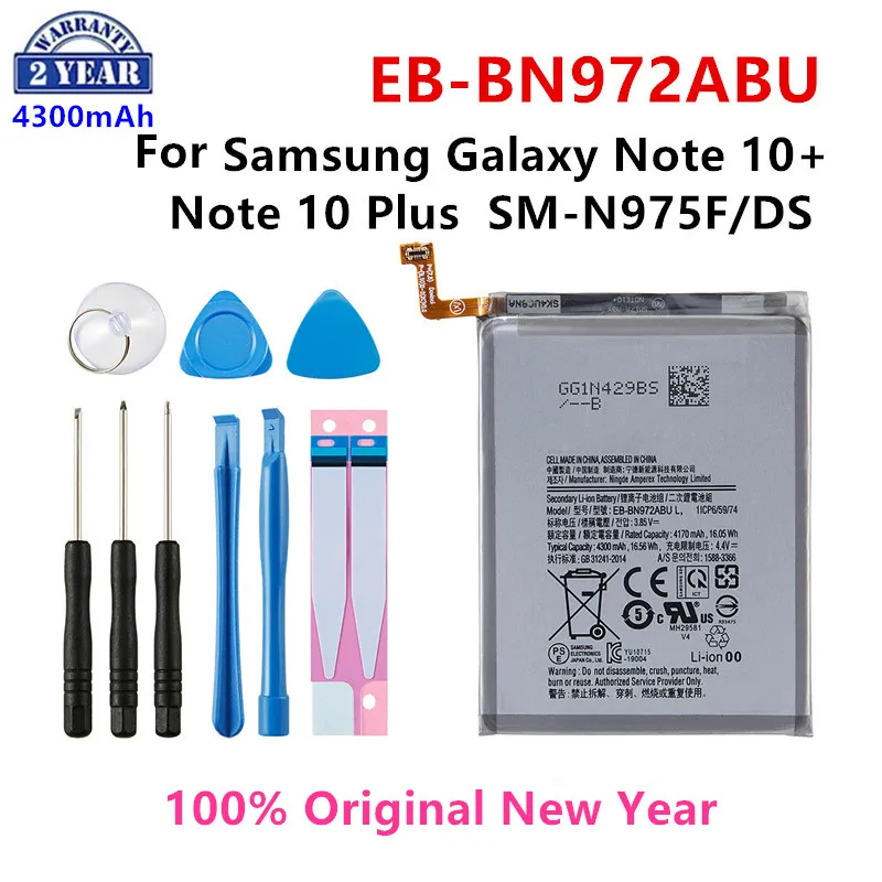 

100% Orginal EB-BN972ABU 4300mAh Battery For Samsung Galaxy Note 10+ Note 10 Plus SM-N975F SM-N975DS phone Batteries+Tools