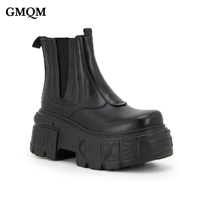GMQM Модные ботильоны Челси с эластичным дизайном на толстой подошве и платформе