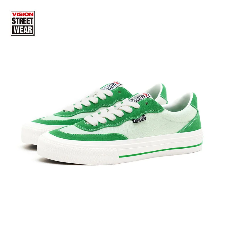 

VISION STREET WEAR FLAT TOP Lime Green Contrast Low Top Suede Canvas Shoes for Men and Women Street Sports Board Shoes