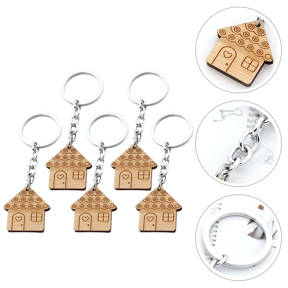 

Keychain Key Housewarming Ring Wooden House Wood Keychains Pendant Keyring Home Party Christmas New Gift Gifts Friendship Guest