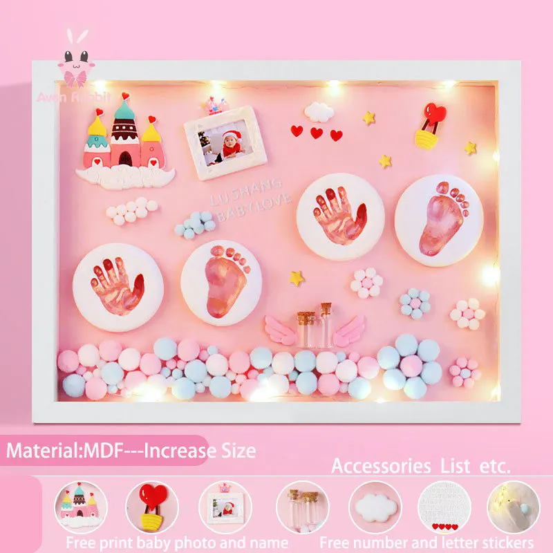 

Baby Newborn Gift Set Baby Items Gift Clay Hand Foot Diy Baby Photo Frame Handprint Footprints Colored Clay Souvenir Gifts