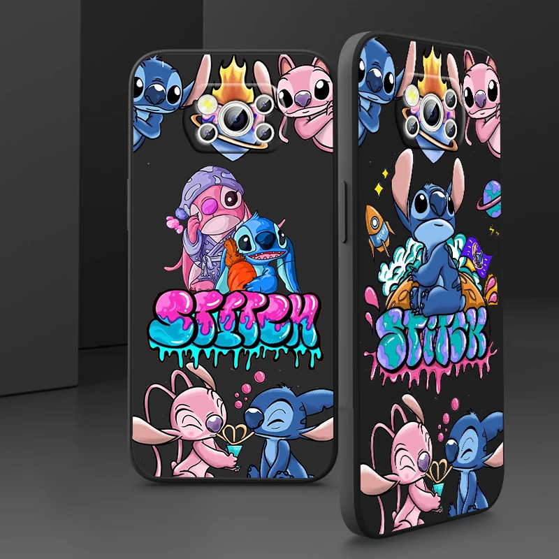 

Liquid Rope Cover Lilo & Stitch Luxury Cartoon Phone Case For Xiaomi Mi Poco X4 X3 C40 C3 M4 M3 F4 F3 GT Pro NFC 5G Soft Funda