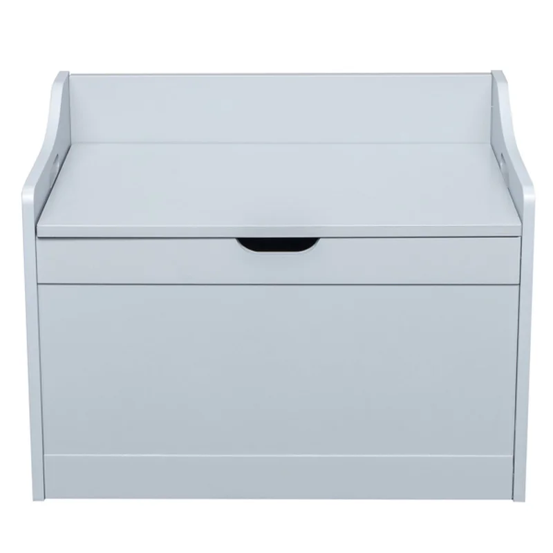 

Storage Chest, Entryway Bench with 2 Safety Hinges, Wooden Toy Box, Gray