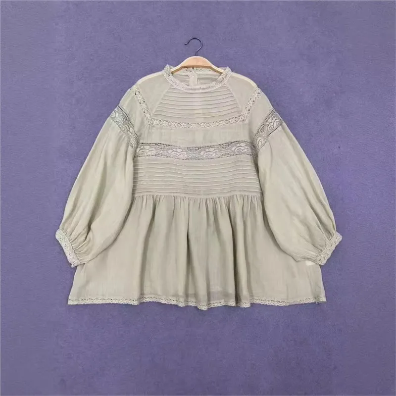 Женские топы с плиссированным воротником Johnature повседневные простые тонкие