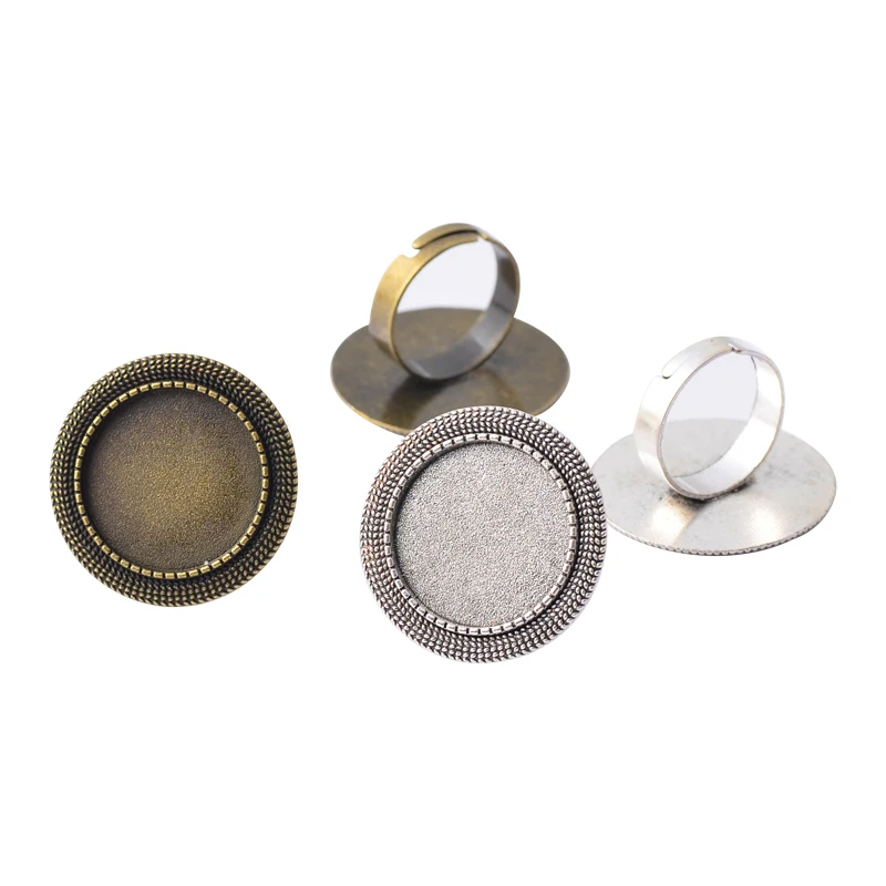 

5 шт., бронзовые оправы для стеклянных кабошонов, 20 мм