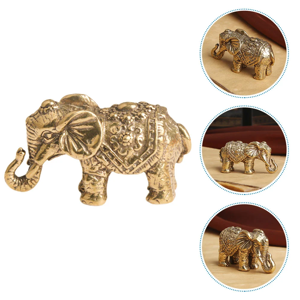 

Elephant Statue Brass Figurine Animal Decor Sculpture Wealth Fengshui Elegant Ornament Car Statuesfigurines Vintage Lucky