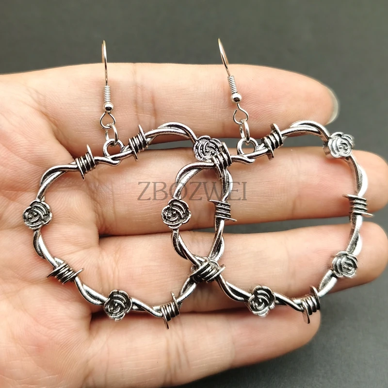 Серьги из колючей проволоки в форме сердца готические серьги ювелирные изделия