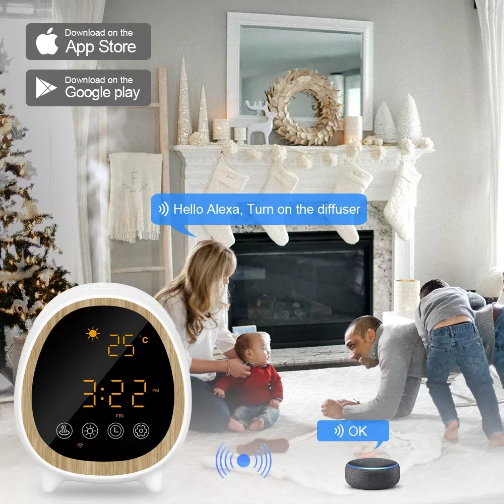 

Smart WiFi Essential Oil Diffuser Works with Alexa Google Aromatherapy Cool Mist Humidifier with Alarm Clock Schedules