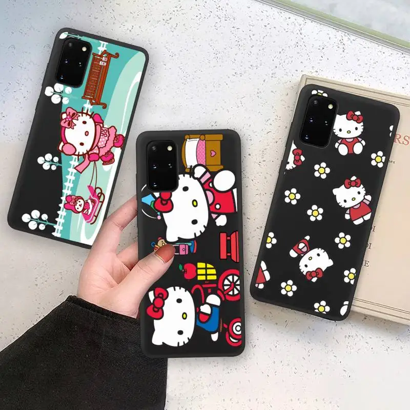 

Cute funny cartoon hello kitty Phone Case Soft For Samsung Galaxy Note20 ultra 7 8 9 10 Plus lite M21 M31S M30S M51 Cover