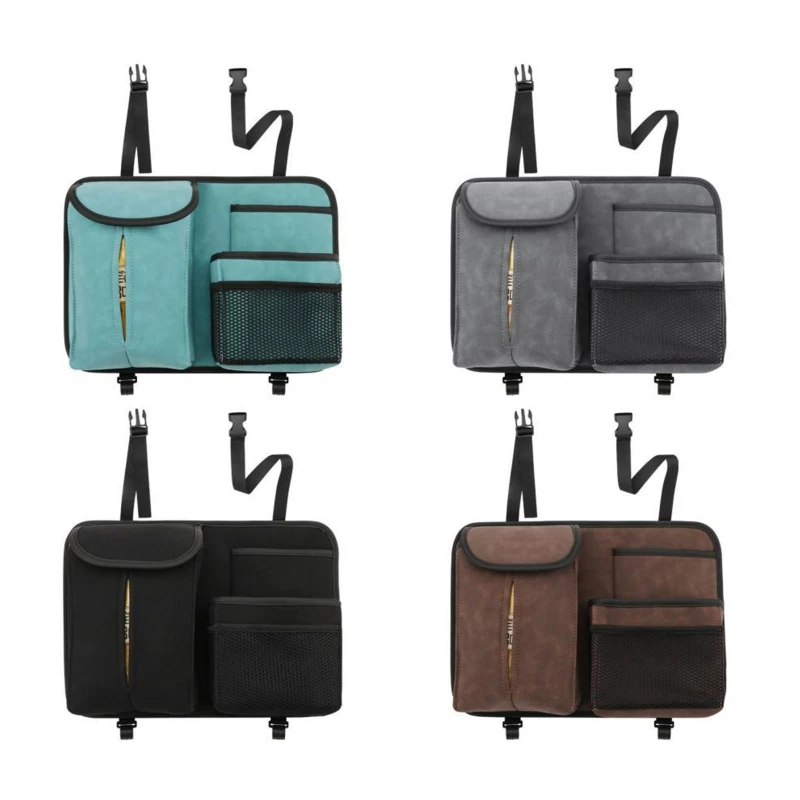 

Rear Car Organizer Storage Trunk Back Seat Organizer Turn Fur Tissue Dispenser with Multi Pockets Turn Fur Organizer