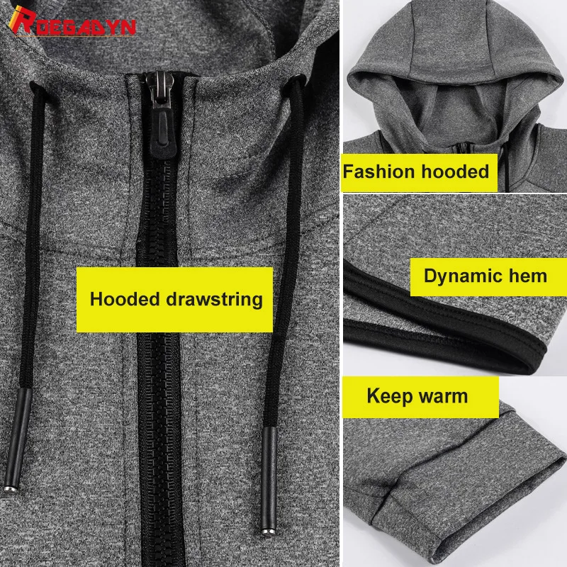 ROEGADYN Man Jacket Training Running Jacket Men Hoodie Sports Jacket Man Clothes Running Winter Basketball Gym Hoodie Workout