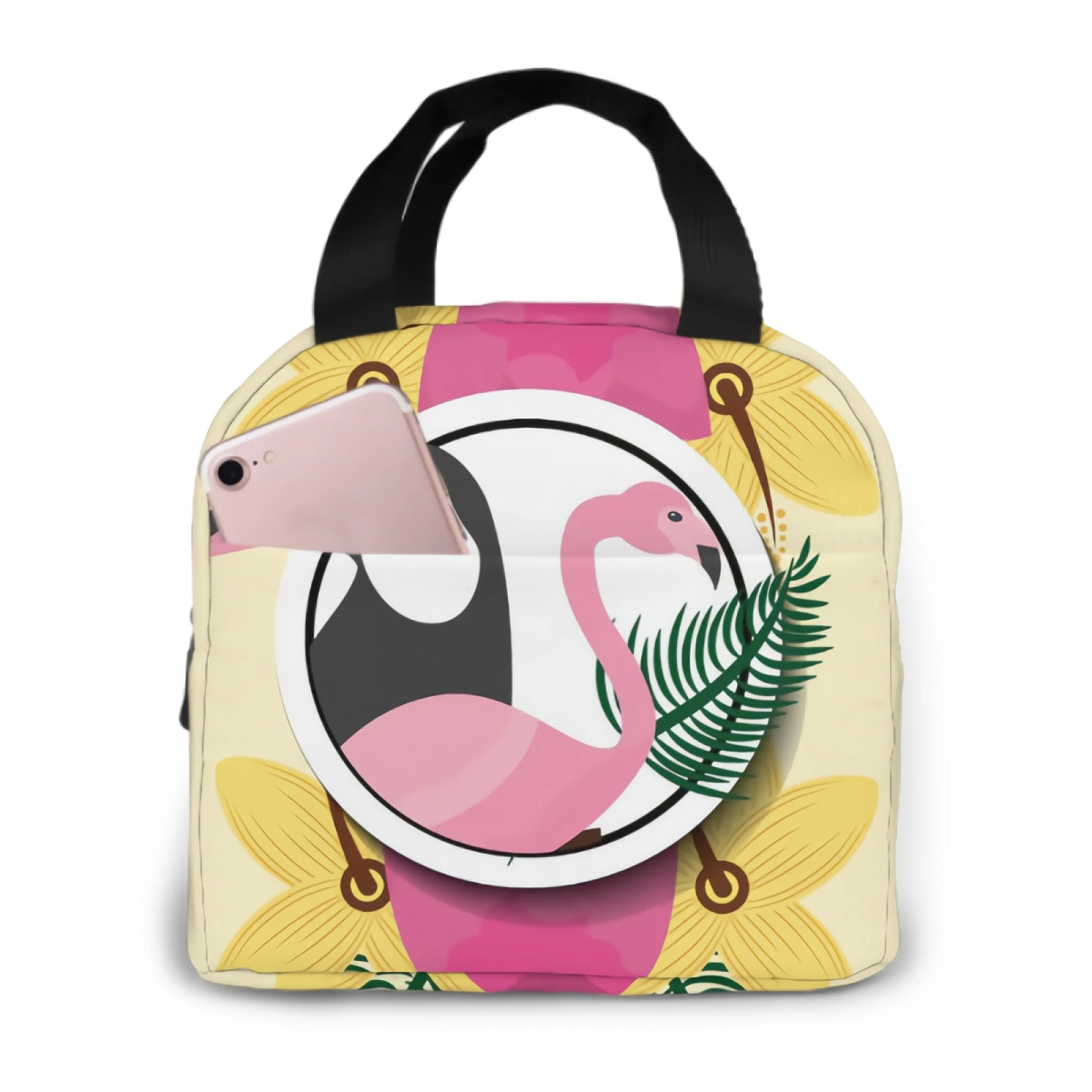 

Сумка для ланча с тропическими животными, многоразовый Органайзер с рисунком фламинго для взрослых, для женщин и мужчин, для школы и офиса