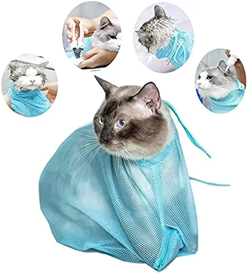 

Adjustable Mesh Cat Grooming Bag Pet Bathing Nail Trimming Injecting Anti Scratch Bite Restraint Cat Products for Pets Wash Bags
