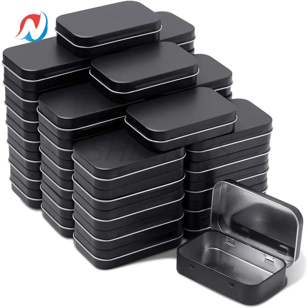 

10/30/50pcs 3.74"x2.36"x0.87" Metal Rectangular Hinged Tins Box Containers Small Empty Storage Tin Kit Drawing Pin Jewelry Craft