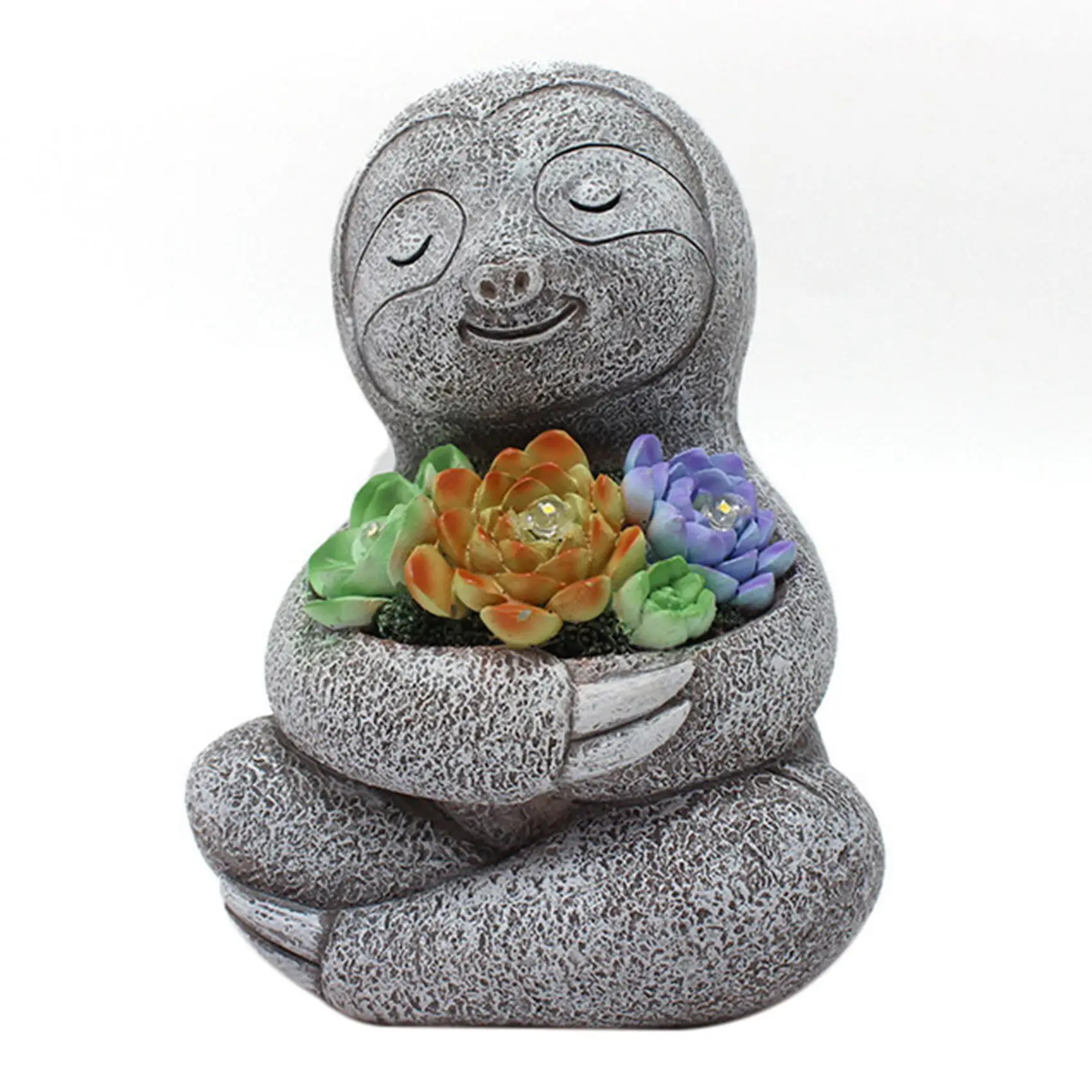 

Садовая Статуэтка на солнечной батарее, статуэтка Ленивец с суккулентами, искусственное освещение, уличный декор для газона, садовая Ленивец, статуэтка для украшения газона