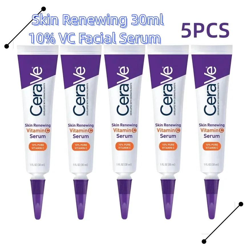 

5PCS CeraVe Skin Renewing 10% VC Facial Serum With Ceramides Repair Barrier Brighten Skin Even Tone Moisturizing Antioxidant