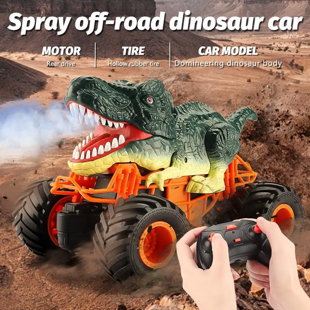 Kids Toys Gifts Electric Rc 2.4ghz With Light Function Toys Spray Rechargeable Sound Truck Dino B0n8