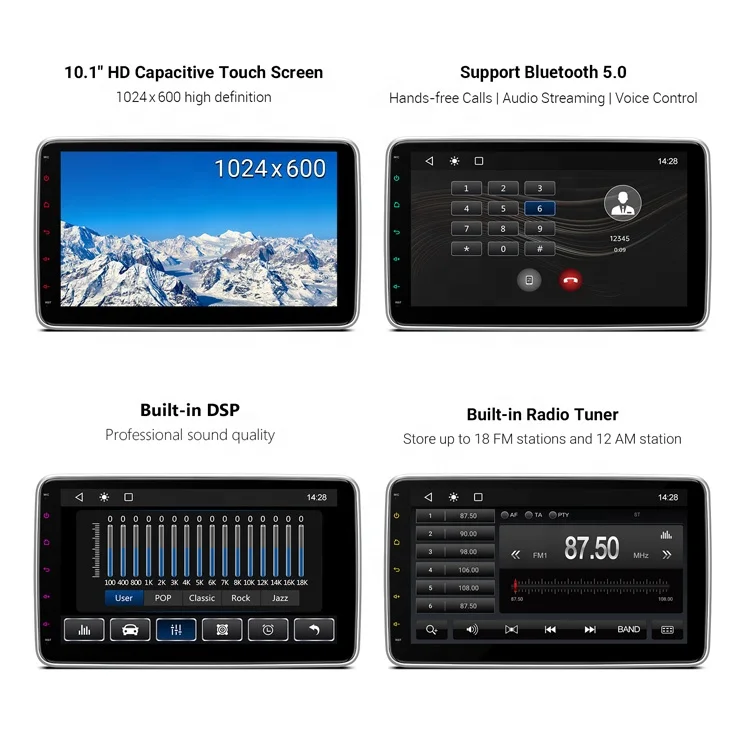 XTRONS 10 1-дюймовый QLED вращающийся сенсорный экран универсальный центральный