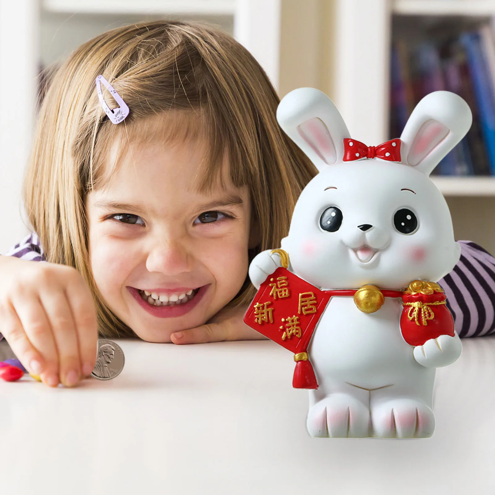 

Новогодняя фигурка китайского кролика, украшение для дома, настольное украшение, милый кролик, мама, Рождественское украшение