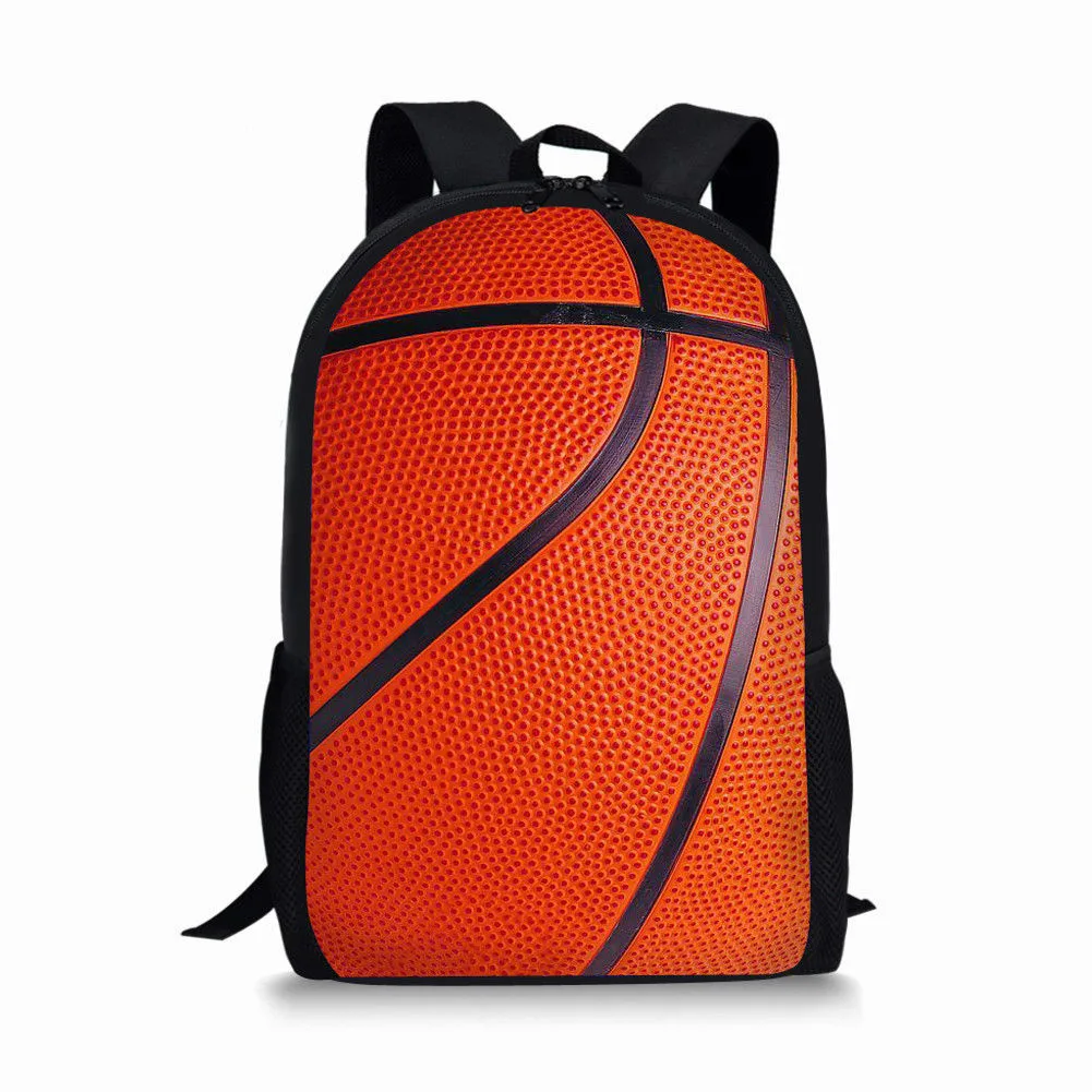 Basketball Print Backpack Portable Casual Outdoor Travel Children's Knapsack Durable Large Capacity School Bags for Girls Boys