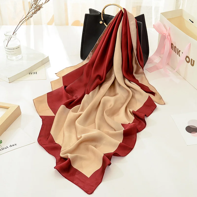 

90*90CM Retro Ethnic Style Beautiful Brocade Square Scarf With Sun Protection Simulation Silk Professional Business Scarf Shawl