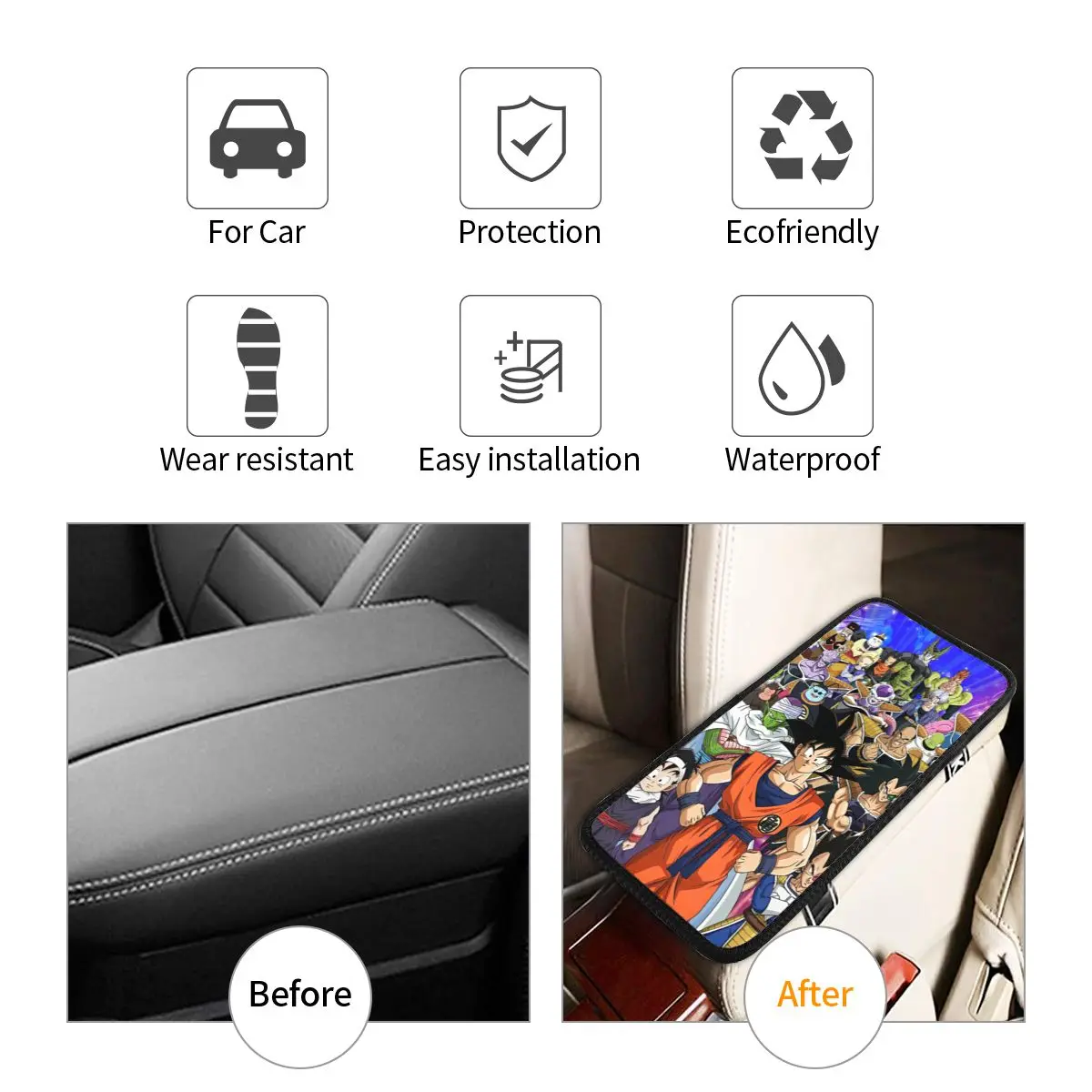 Универсальный автомобильный подлокотник 32x19 см кожаный коврик Dragon Ball Z чехол для