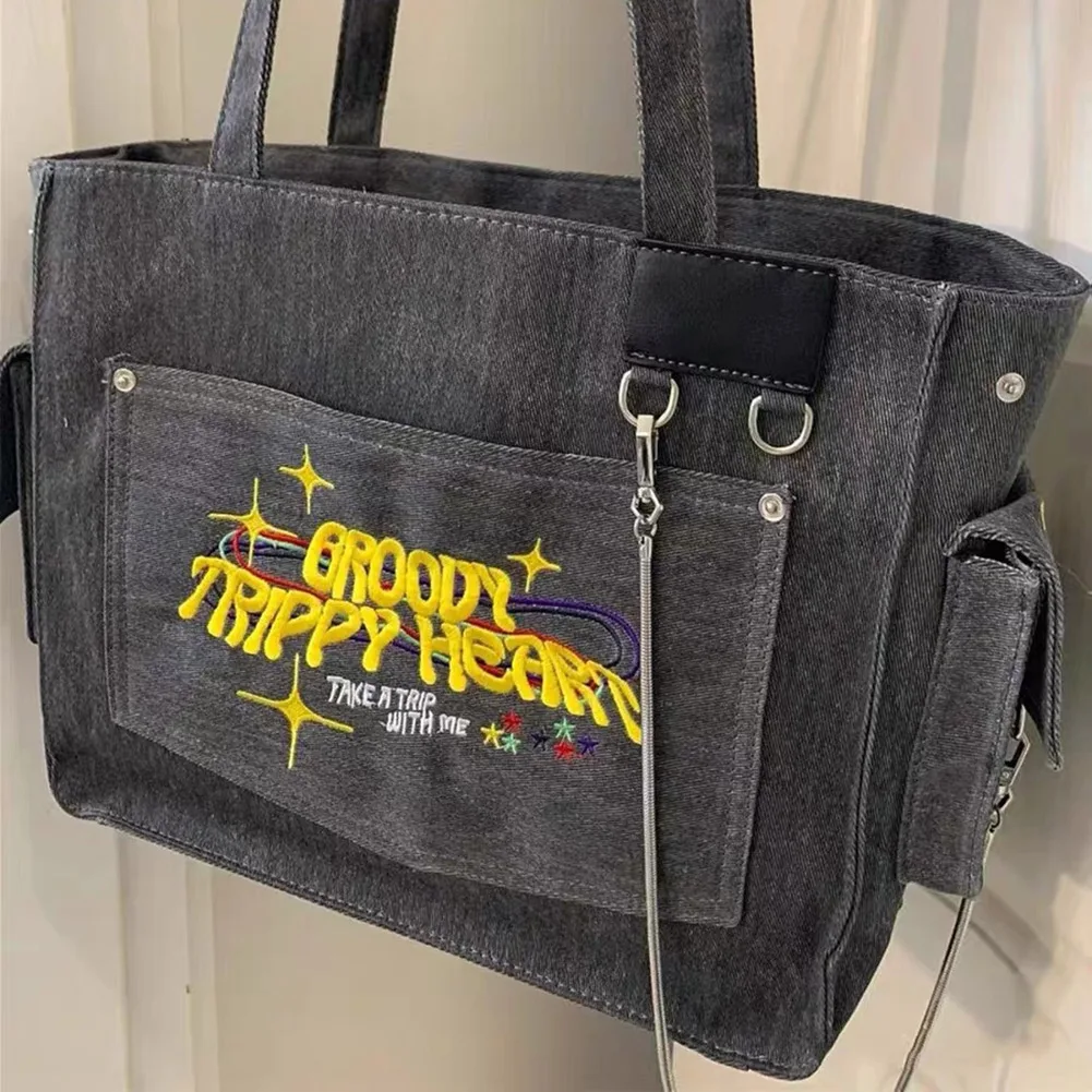 

Canvas Shoulder Bag Luxury Designer Embroidered Tote Bag Large Capacity Handbag Underarm Bag Shopper Bag Simple Commuter Handbag