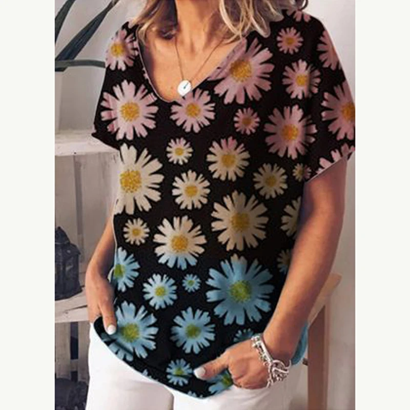 Футболка женская с коротким рукавом модный смешной пуловер оверсайз 3D-принтом