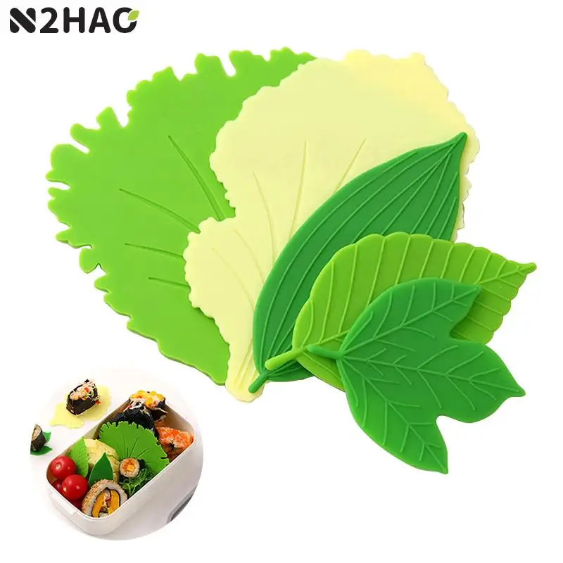 

1 Set Silicone Leaf Bento Dish Cup Lunch Separator Sushi Rice Ball Mat Lunch Box Bento Box Reusable Kitchen Tools Accessories