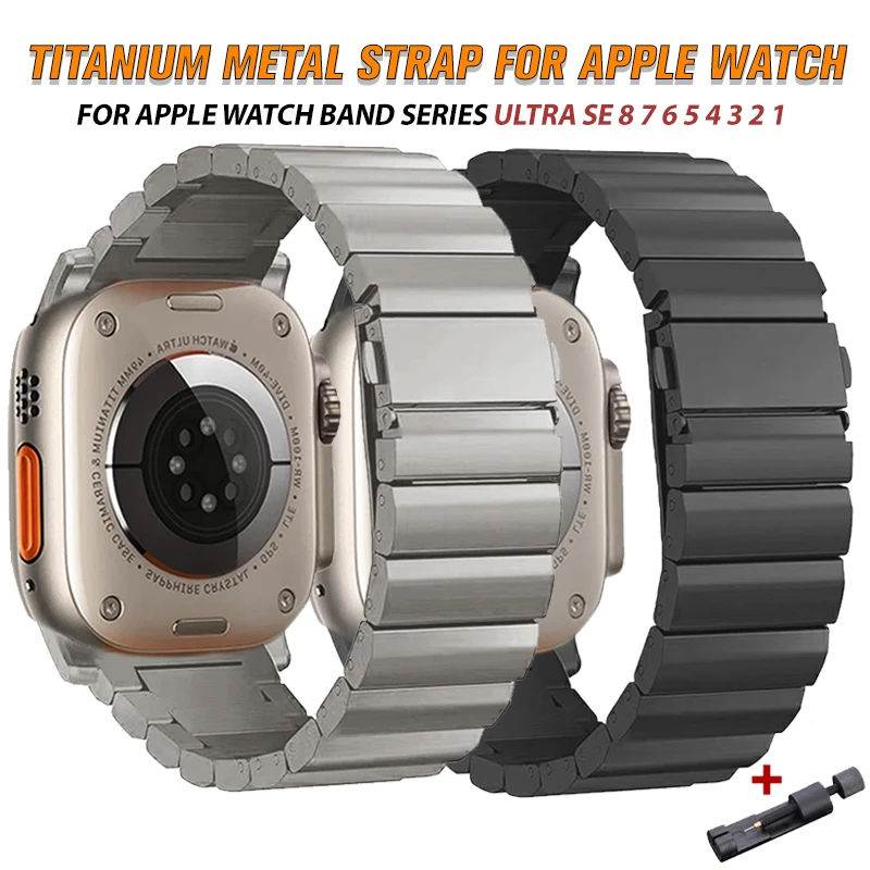 Luxury Titanium Band For Apple Watch Ultra 49mm 45mm 41mm 44mm 40mm Men Business Metal Strap iWatch Series 8 7 6 SE 5 WristBand