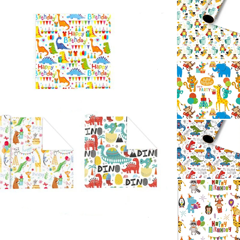 S Cartoon Dinosaur Animal Flower Bouquet Packaging Paper Hap