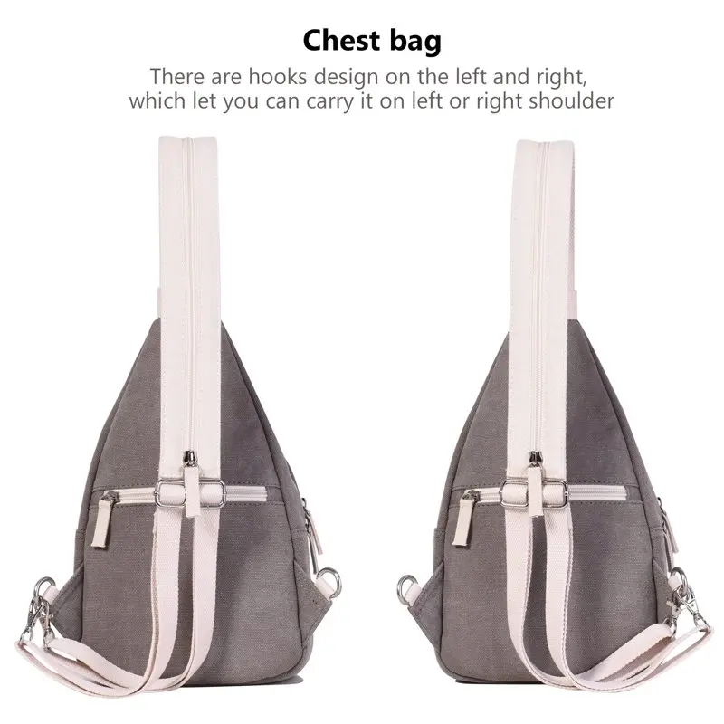 Mini Backpack  Gray Sling Bag for Women Crossbody Shoulder Bag Small Canvas Backpack for Traveling