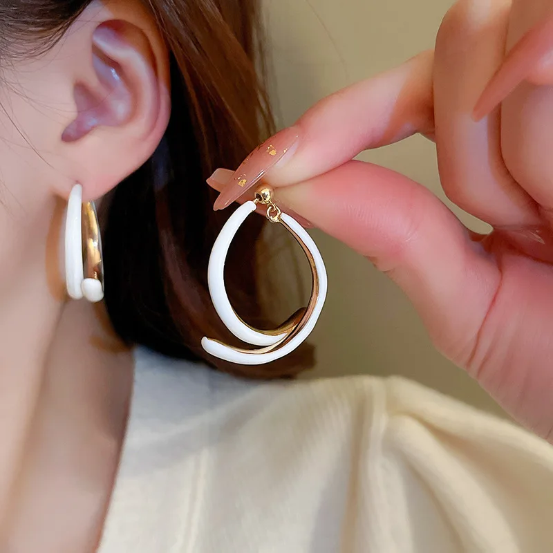 

KAITIN Geometric Curved Staggered Earrings Fashion Simple Earrings Earrings Personality Temperament Advanced Earrings Female