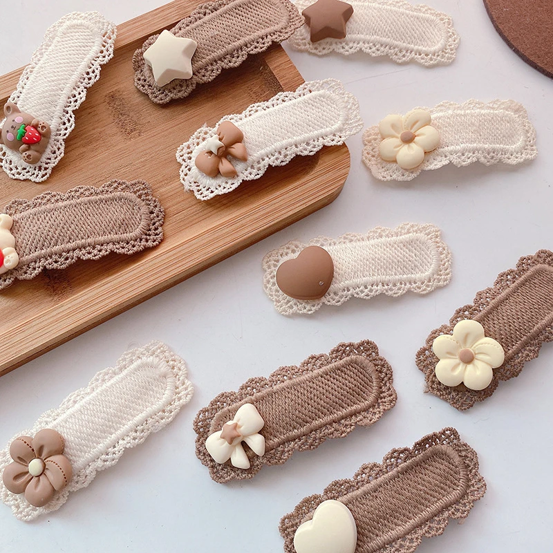 

2 шт./компл. детские заколки для волос для девочек, кружевные банты в виде медведя, повязки на голову для женщин, аксессуары для женщин