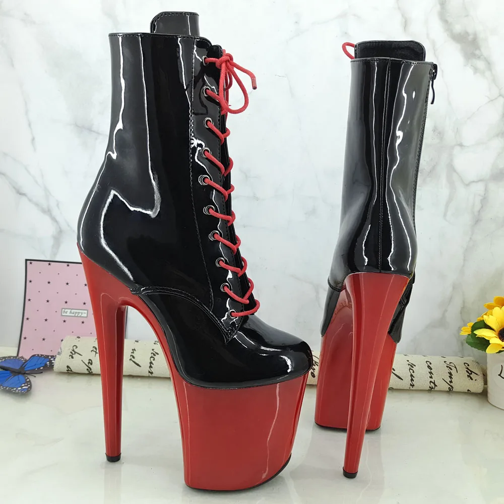 Leecabe RED platform with Black patent upper 20CM Pole Dance shoes