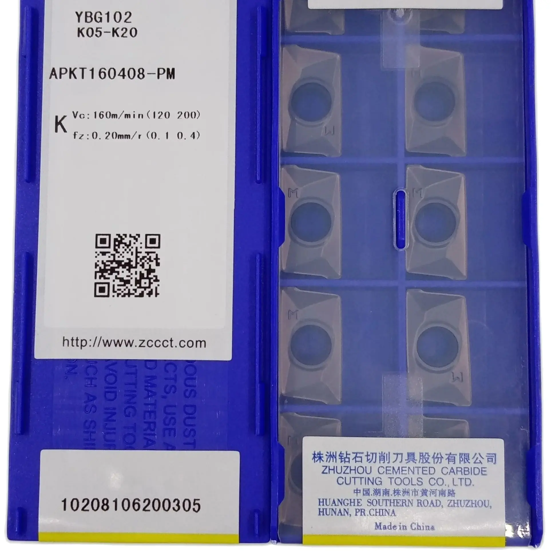 ZCC APKT 160408 -PM YBG102 Фрезерные вставки для отделочной стали нержавеющей PM 10 шт./кор.