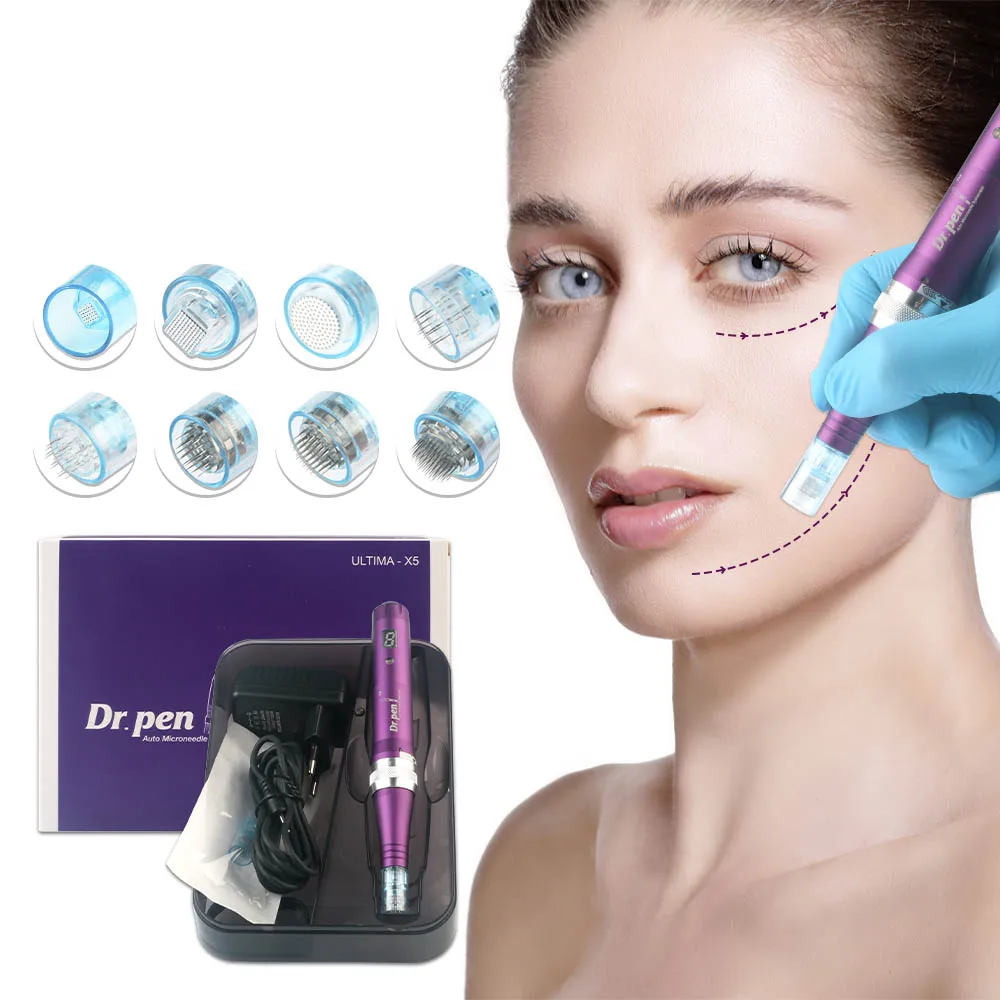 

Facial Dermapen X5 Derma Pen with 12pcs Cartridges RF Microneedling Machine Mts Facial Microneedle Mesotherapy Bbglow Skin Care