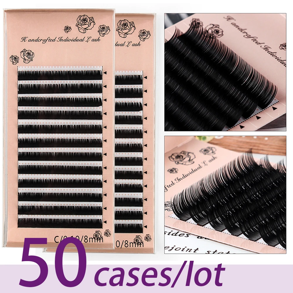 

10/20/30/50 cases Individual Classic Eyelash Extension C/D Curl Lashes Russian Volume Lashes Matte Faux Mink Cilios Wholesale