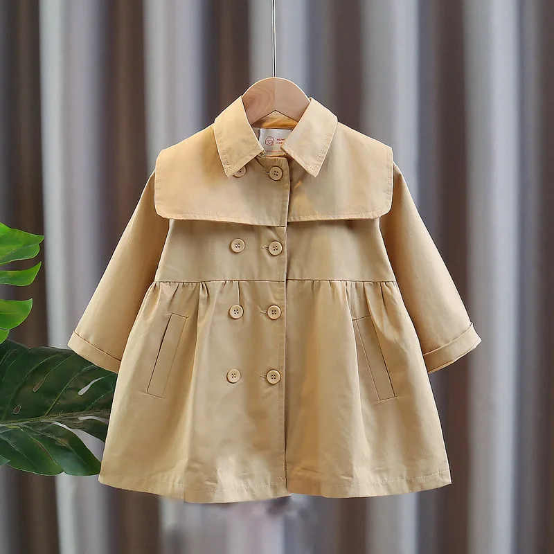 

Loose Casual Baby Girl Windbreakers Fashion Children Cotton Long Wind Jacket Girls Coat Fall Clothes For Kids 2 3 4 5 6 7 Years