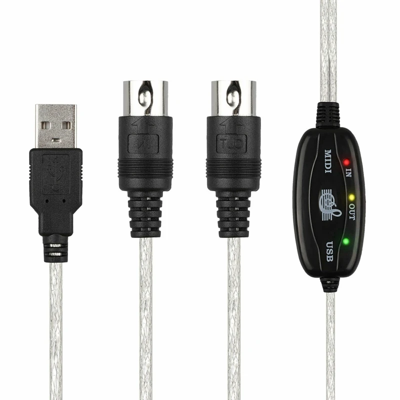 

Кабель-преобразователь с миди на USB, 2 шт., коннектор для синтезатора, адаптер для музыкальной клавиатуры для домашней музыкальной студии