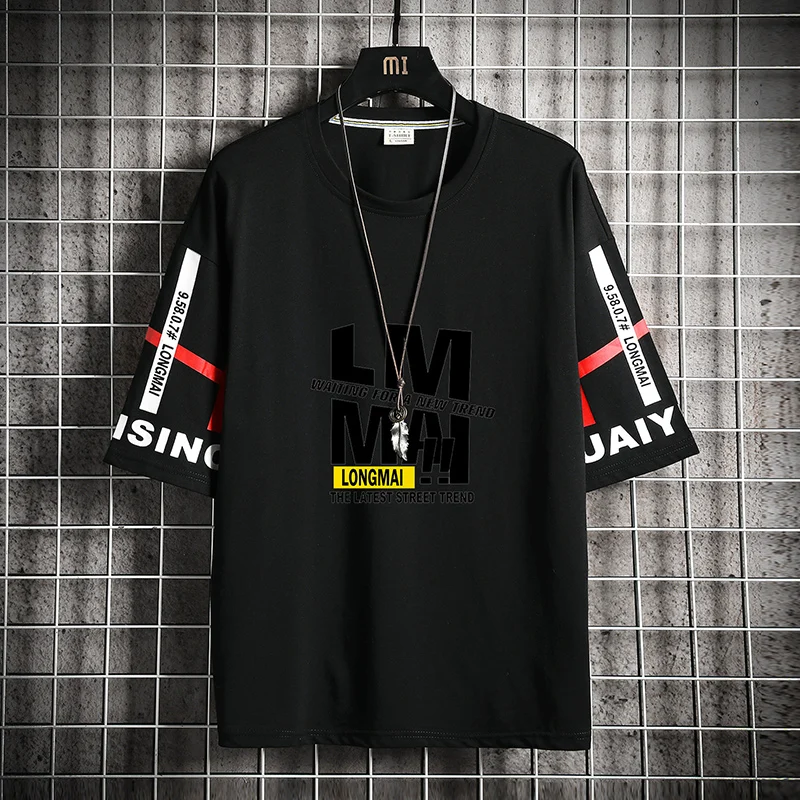 

Hip Hop Loose Mens Streetwear T-shirts Casual Classic 2023 Summer Short Sleeves Black White Tshirt Tees Oversize 4XL T Shirt