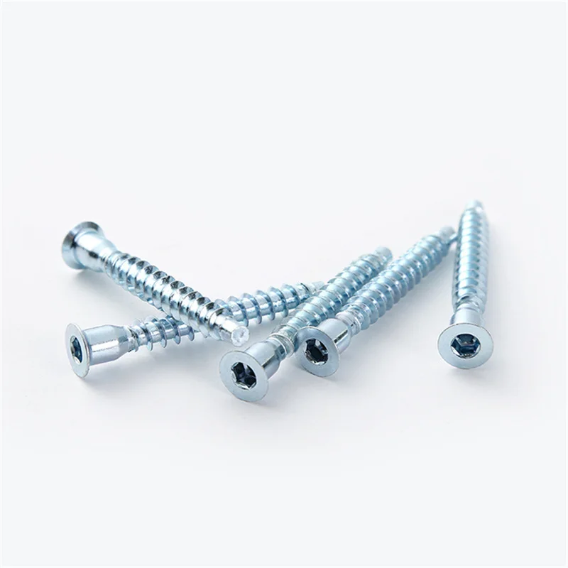 

50PCS Flat Head Drive Self Tapping Screws Hexagon Socket Straight Repair Wood Screw Cabinet Connecting Confirmat Screw