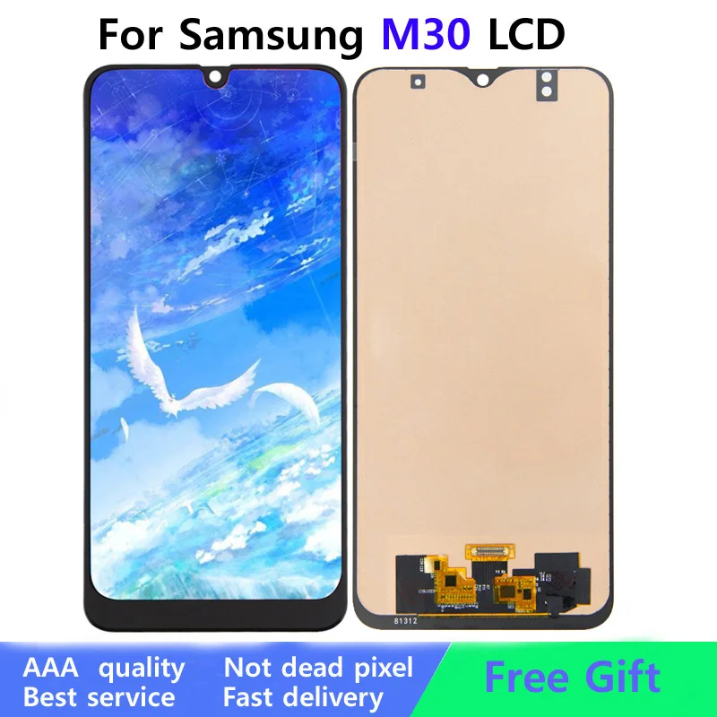 Протестированный ЖК-дисплей 6 4 'ɺMOLED для Samsung M30 2019 M305 M305F сенсорный экран
