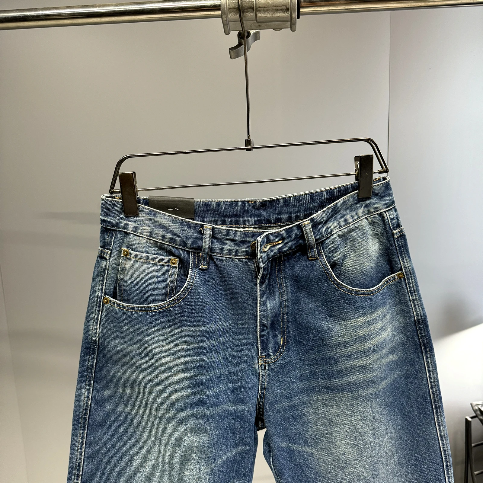 Американские винтажные синие мешковатые джинсы уличная одежда мужские брюки для