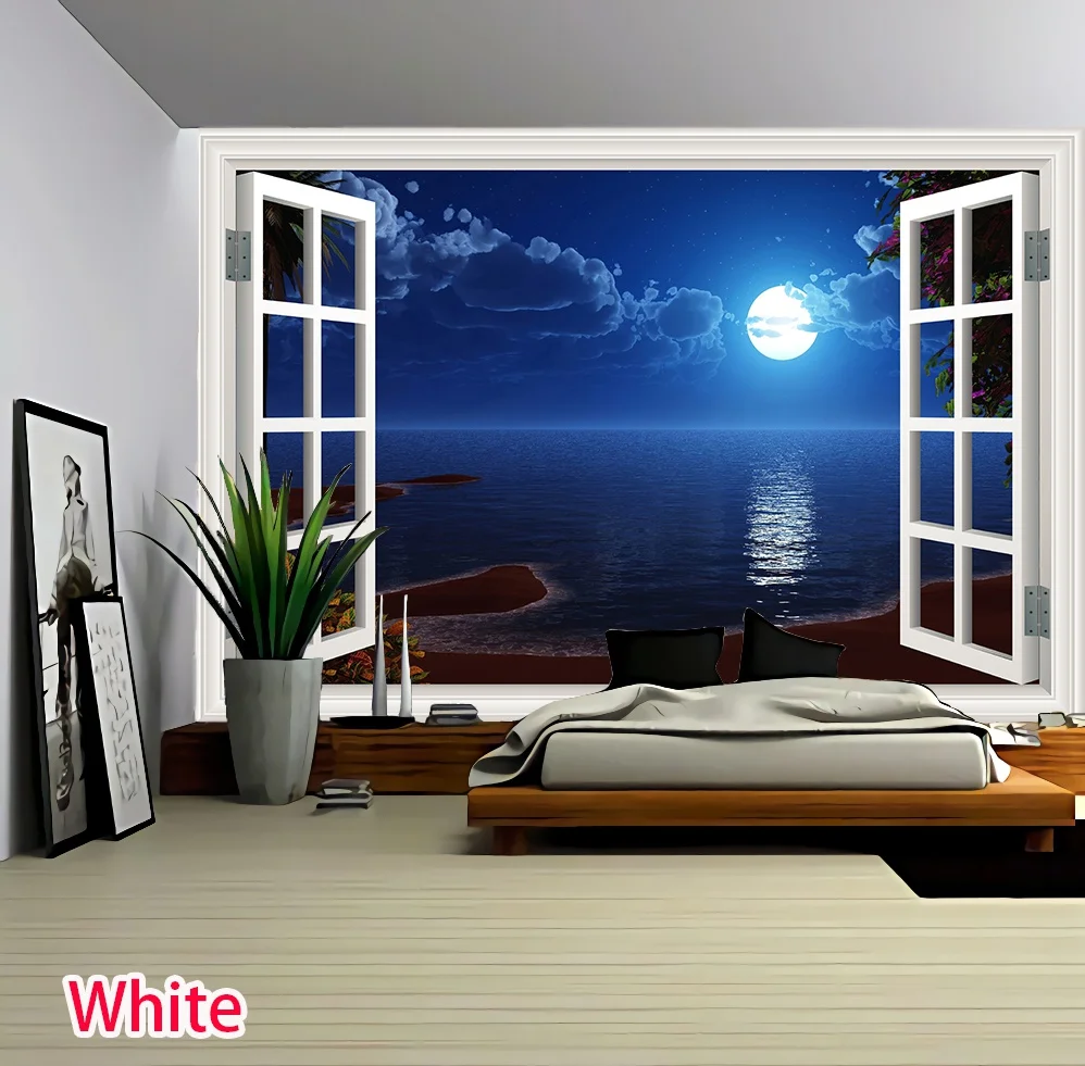 

3D Beauty Printing Waterfall Tapestry Bedroom Living Room Decoration Seascape Background Wall Palm Tree Painting Large Tapestry