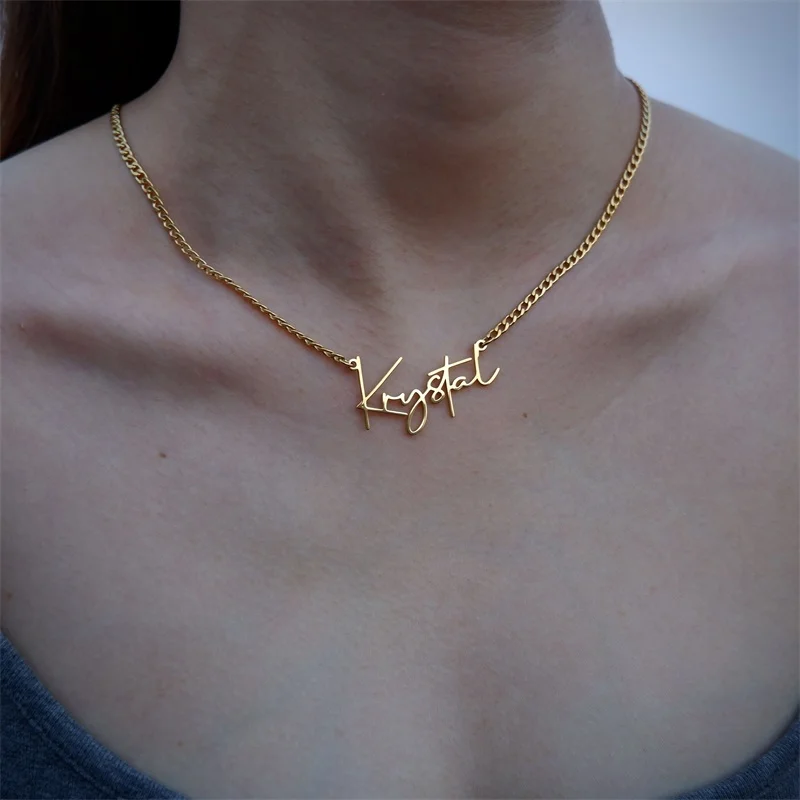 Индивидуальное ожерелье с именем для женщин колье из нержавеющей стали надписью